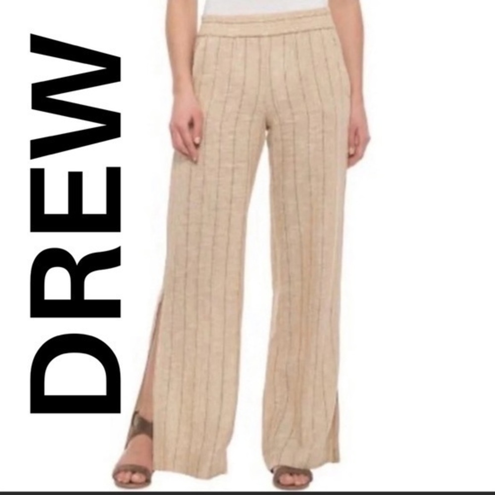 ANTHROPOLOGIE DREW natural burlap linen wide leg pants